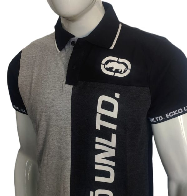 Camisa Polo Ecko Piquet Cinza e Preta - Image 2